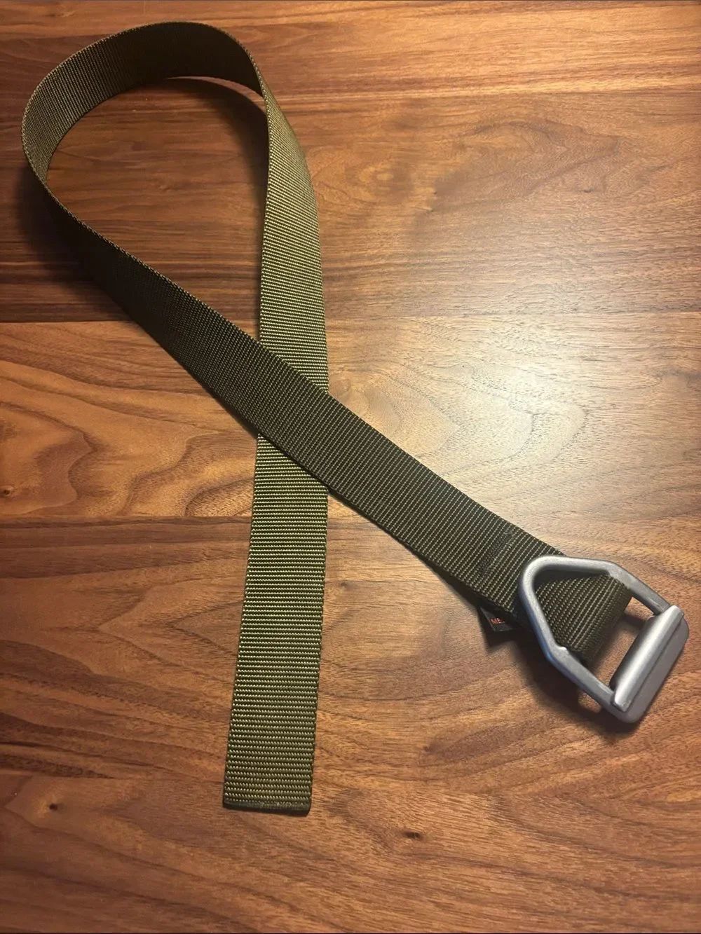 Bison Men's Olive Green Webbing Belt with Metal D-Ring Buckle - M